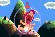 a pixel art drawing of a baby in a diaper