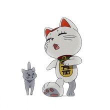 a drawing of a cat with chinese writing on its chest