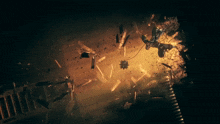 a person is flying through the air while a bomb is being thrown at them