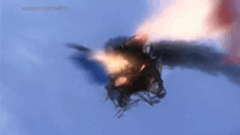 a close up of a fireball flying through the air .