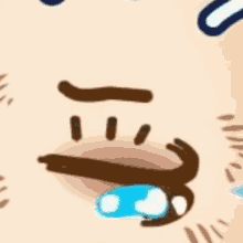 a cartoon drawing of a person 's face with a tear coming out of their eye .