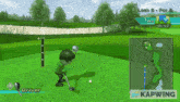 a video game screen shows a person playing golf on loch 8