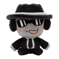 a stuffed toy wearing a hat and sunglasses is smiling