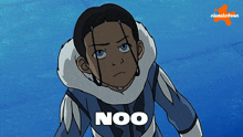 a cartoon of a girl with the word noo on her chest