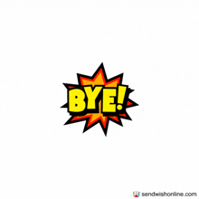 a cartoon explosion with the word bye written inside of it