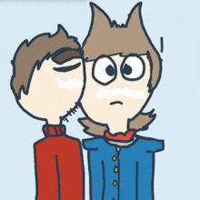 a drawing of a man kissing another man 's cheek