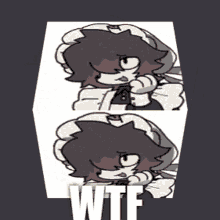 a cube with a picture of a cat and the word wtf