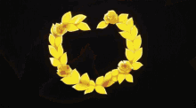 a hand in a white glove is reaching out towards a yellow heart