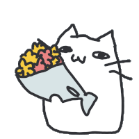 a drawing of a cat eating french fries