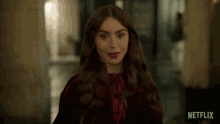 Wait Right Here Lily Collins GIF - Wait Right Here Lily Collins Emily Cooper GIFs