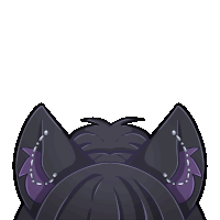a cartoon drawing of a cat 's ears with purple beads on them