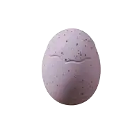 a white egg with brown spots on it is against a white background