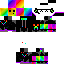 a colorful minecraft skin with a rainbow face and a purple background .