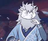 a cartoon character with horns and a long beard