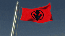 a red flag with a black circle and the letter h on it