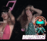 a poster for babyballers shows a woman in a pink dress