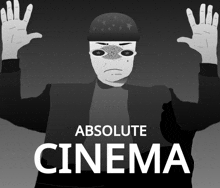a poster for absolute cinema shows a man in a hat