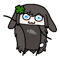 a cartoon drawing of a girl with bunny ears and a clover on her head