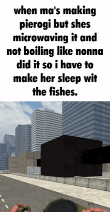 a screenshot of a video game with the words when ma 's making pierogi