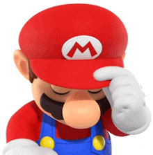 a cartoon character with a red hat and a white m on it