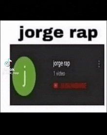 a green circle with the letter j on it is on a black background with the words `` jorge rap '' written on it .