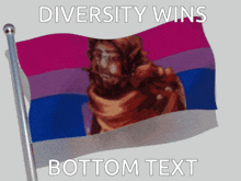 a bisexual flag with the words diversity wins bottom text