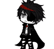 a black and white drawing of a boy with a red headband .