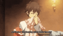 a cartoon character says " and here i was keeping quiet about the way " while covering his mouth