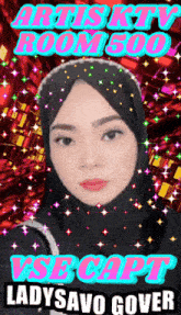 a poster for artist ktv room 500 with a woman in a hijab