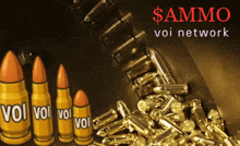 a bunch of gold bullets with the words voi voi voi voi on them