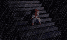 Mario Crying In Rain GIF - Mario Crying In Rain On Steps GIFs
