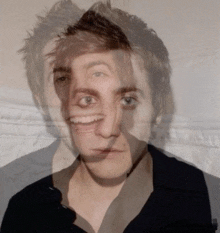 a close up of a person 's face with a third eye visible
