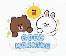 Good Morning Brown Bear And Cony Bunny GIF