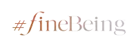 a logo for #finebeing with a white background