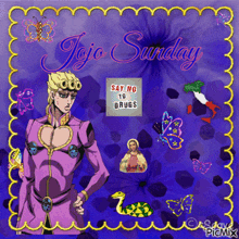 a jojo sunday greeting card with a man and a snake