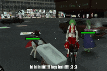 a screenshot of a video game that says merry xmas on the building