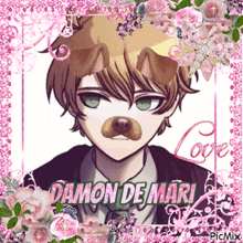 a picture of damon de mari with a dog mask on