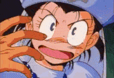a cartoon character with the letter c on their eyes