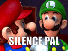 a cartoon of mario and luigi with the words silence pal