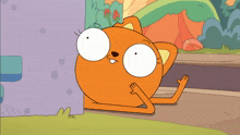a cartoon drawing of a cat with big eyes