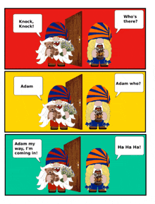 Gnome Knock Knock Jokes GIF - Gnome Knock Knock Jokes Comic Strip GIFs