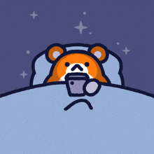 a cartoon of a teddy bear holding a cup of coffee