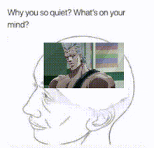 a drawing of a man 's head with a picture of a man on it .