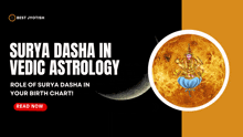 a poster that says " surya dasha in vedic astrology "