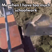 a meme that says me when i have too much schoolwork on it