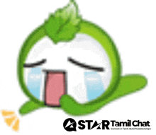 a star tamil chat logo with a crying cartoon character