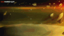 a cartoon drawing of a rocky landscape with the words red haired guy above it
