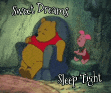 a cartoon of winnie the pooh sleeping in a chair
