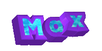 the word max is written in purple and blue letters
