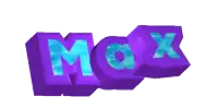 the word max is written in purple and blue letters